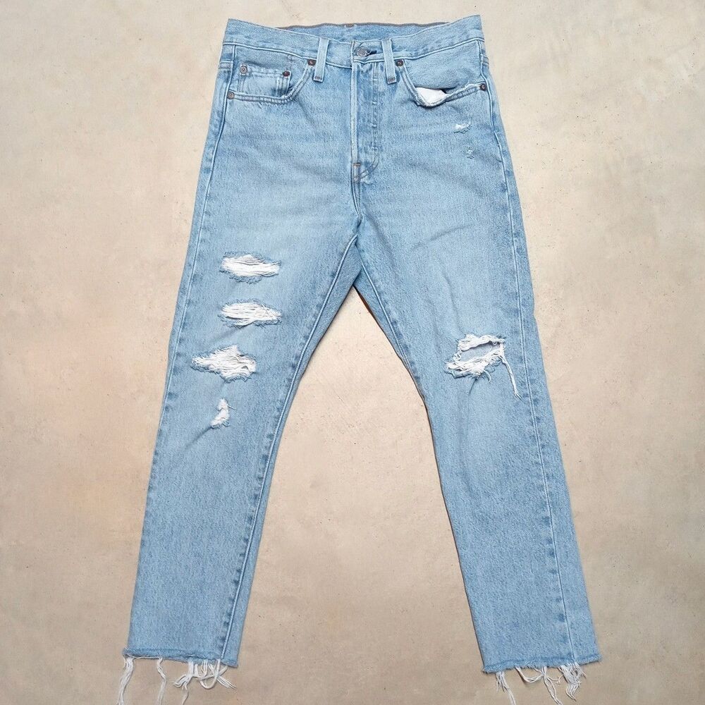 Levi's 501 S Womens Made in USA Big E Jeans Fits 28x26 Denim Raw Hem Button Fly